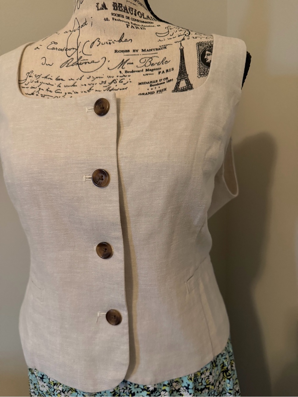 J. Crew Women's linen cream vest size 10